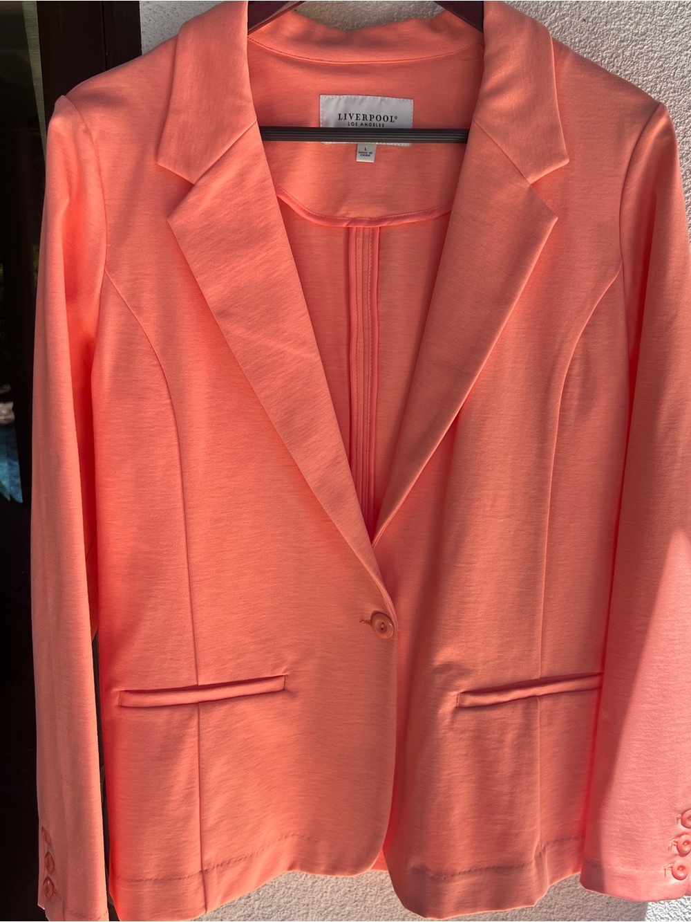 Liverpool Coral-Peach Single-Button Blazer